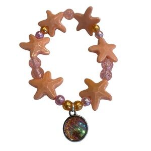 Starfish Charm Kids Bracelet - Peach and Gold